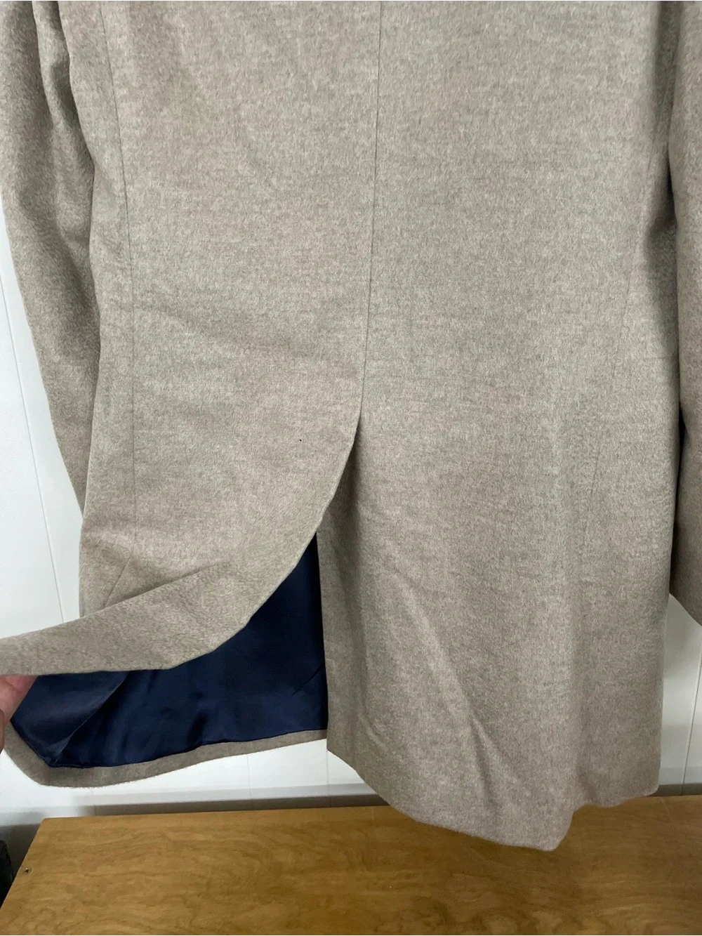 100% Cashmere 40R Carlo Barbera Suitsupply Vencinza Long Jacket in Light Taupe